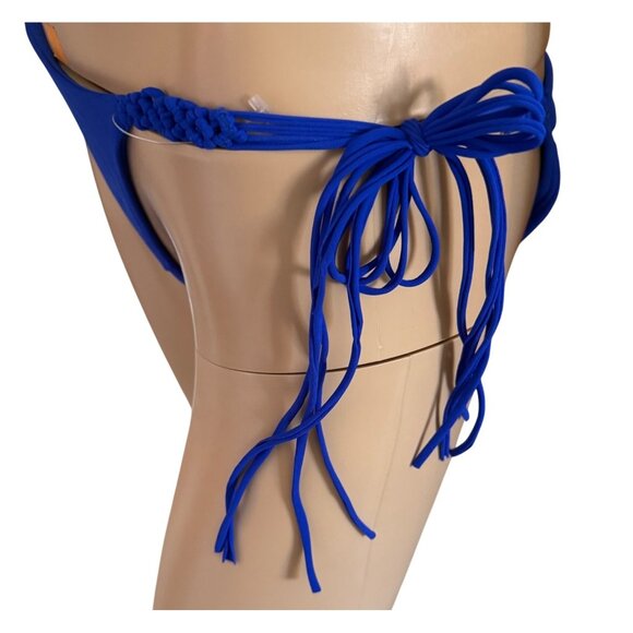 PQ Swim Blue Macramé Tie-Side Bikini Bottoms Size XS Boho Beach Babe Vibes - Picture 11 of 11